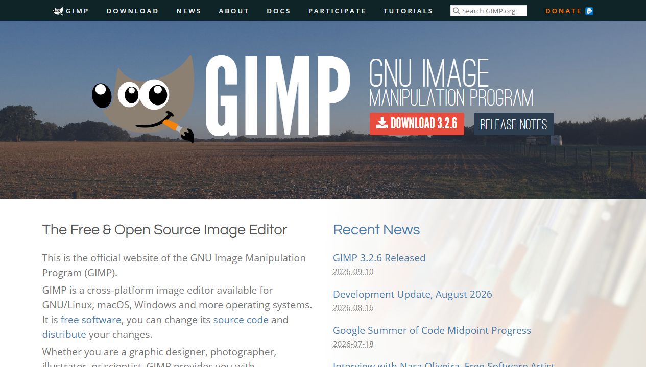 GIMP · 官方网站页面实拍 · 本站采集